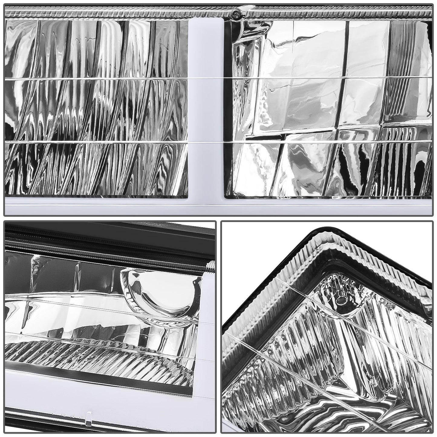 4pcs F-Style LED DRL Headlight Set (Chrome) <br>88-02 Chevy GMC C10 C/K Pickup, Suburban