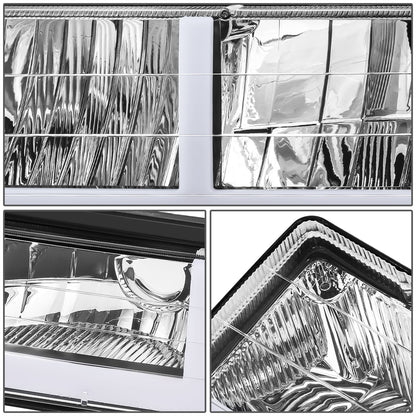 4pcs F-Style LED DRL Headlight Set (Chrome) <br>88-02 Chevy GMC C10 C/K Pickup, Suburban