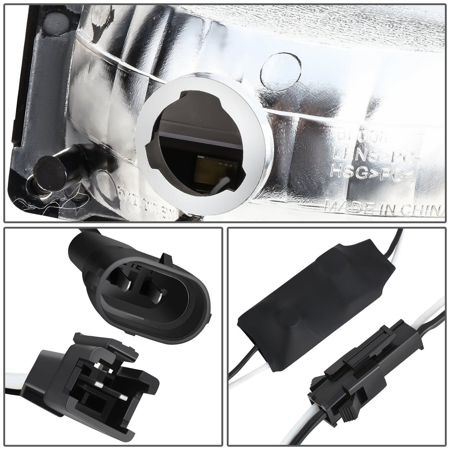 4pcs F-Style LED DRL Headlight Set (Chrome) <br>88-02 Chevy GMC C10 C/K Pickup, Suburban