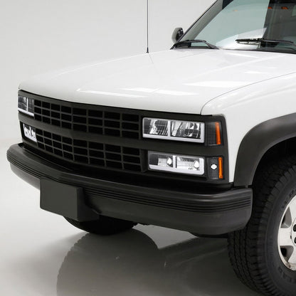 8pcs F-Style LED DRL Headlight Set (Black) <br>88-93 Chevy C10 C/K Pickup, Suburban, Tahoe