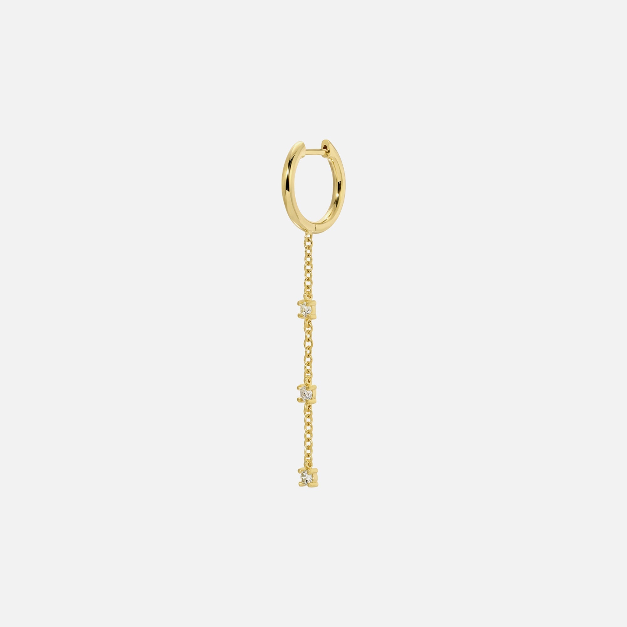 Isa Grutman Single Huggie with Diamond Chain Drop 14K Gold - Yellow Gold