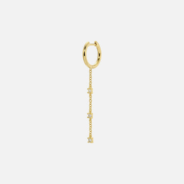 Isa Grutman Single Huggie with Diamond Chain Drop 14K Gold - Yellow Gold