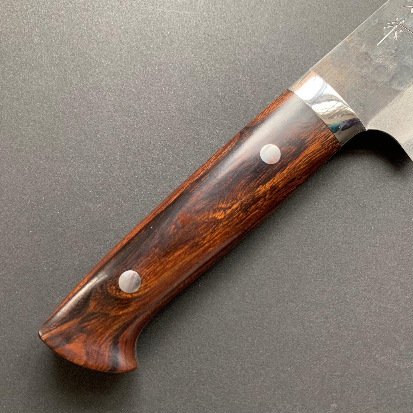Gyuto knife, Aogami Super carbon steel, Kurouchi and Tsuchime finish - Saji