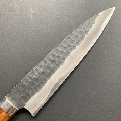 Gyuto knife, Aogami Super carbon steel, Kurouchi and Tsuchime finish - Saji