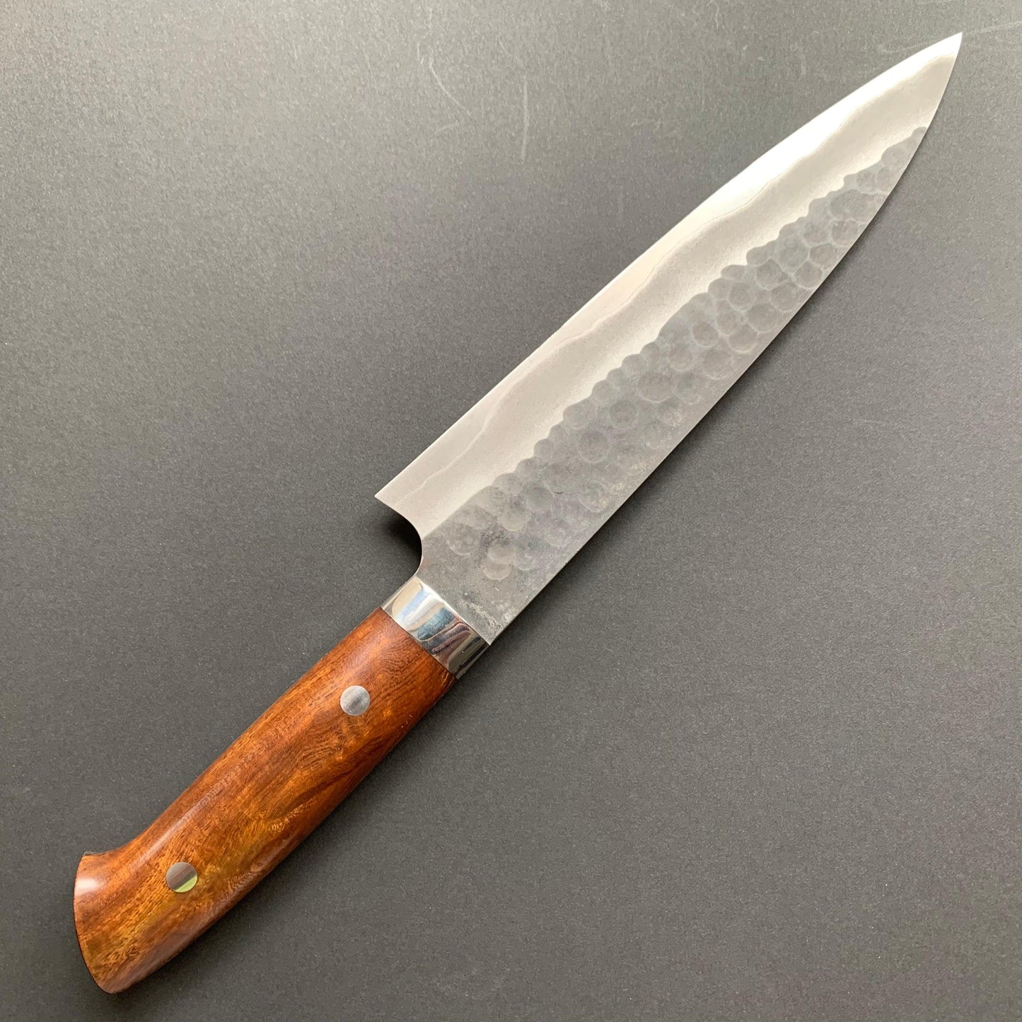 Gyuto knife, Aogami Super carbon steel, Kurouchi and Tsuchime finish - Saji