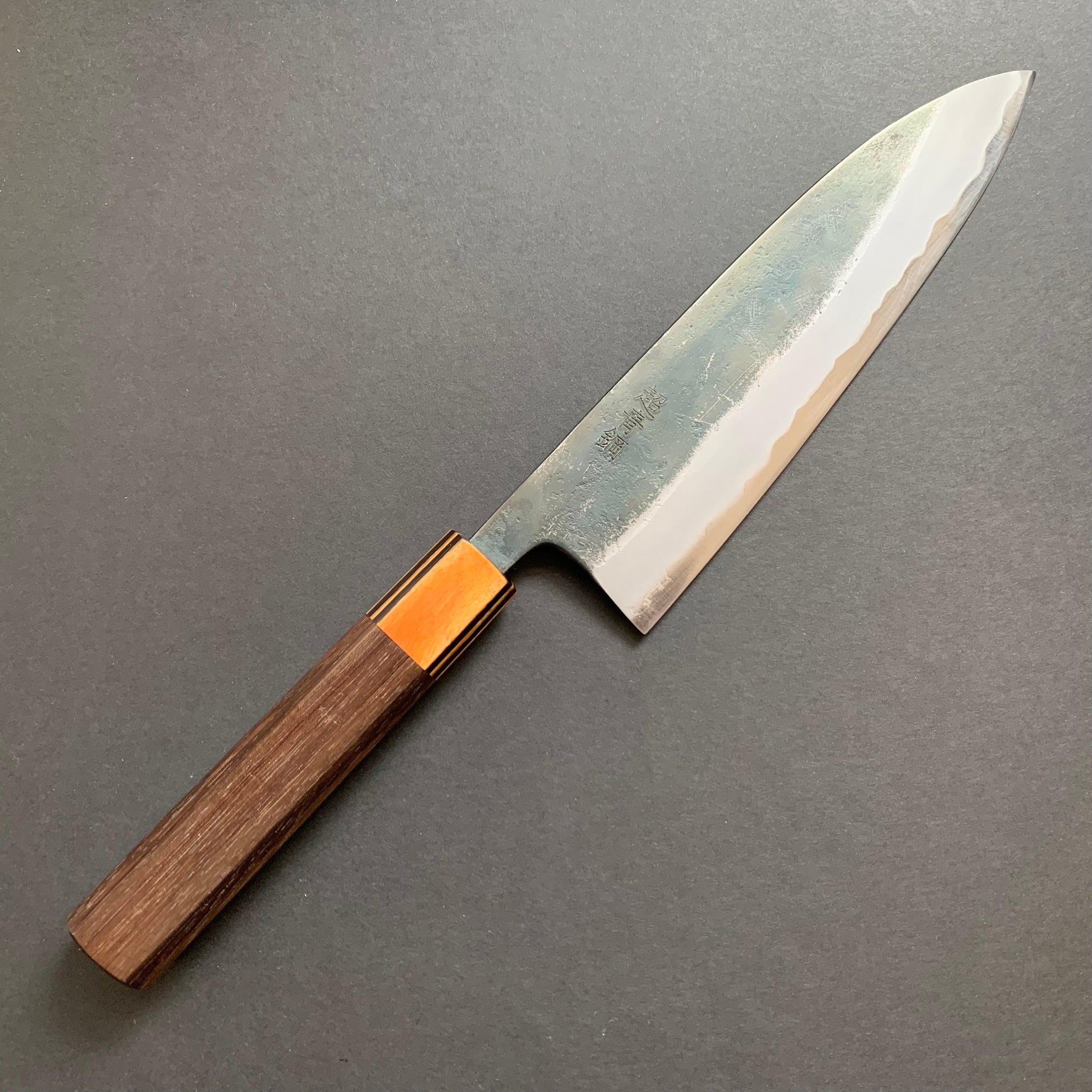 Gyuto knife, Aogami Super with iron cladding, Kurouchi finish - Motokyuuichi