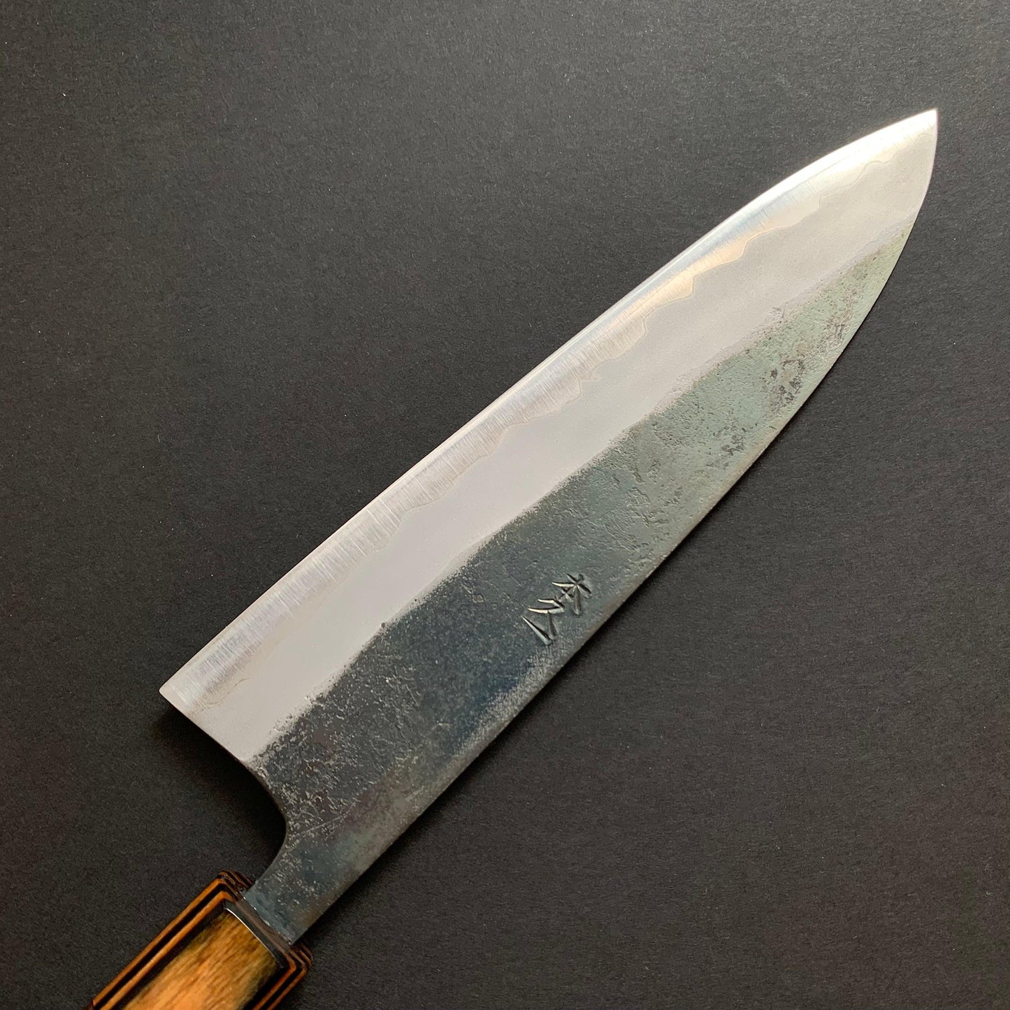 Gyuto knife, Aogami Super with iron cladding, Kurouchi finish - Motokyuuichi