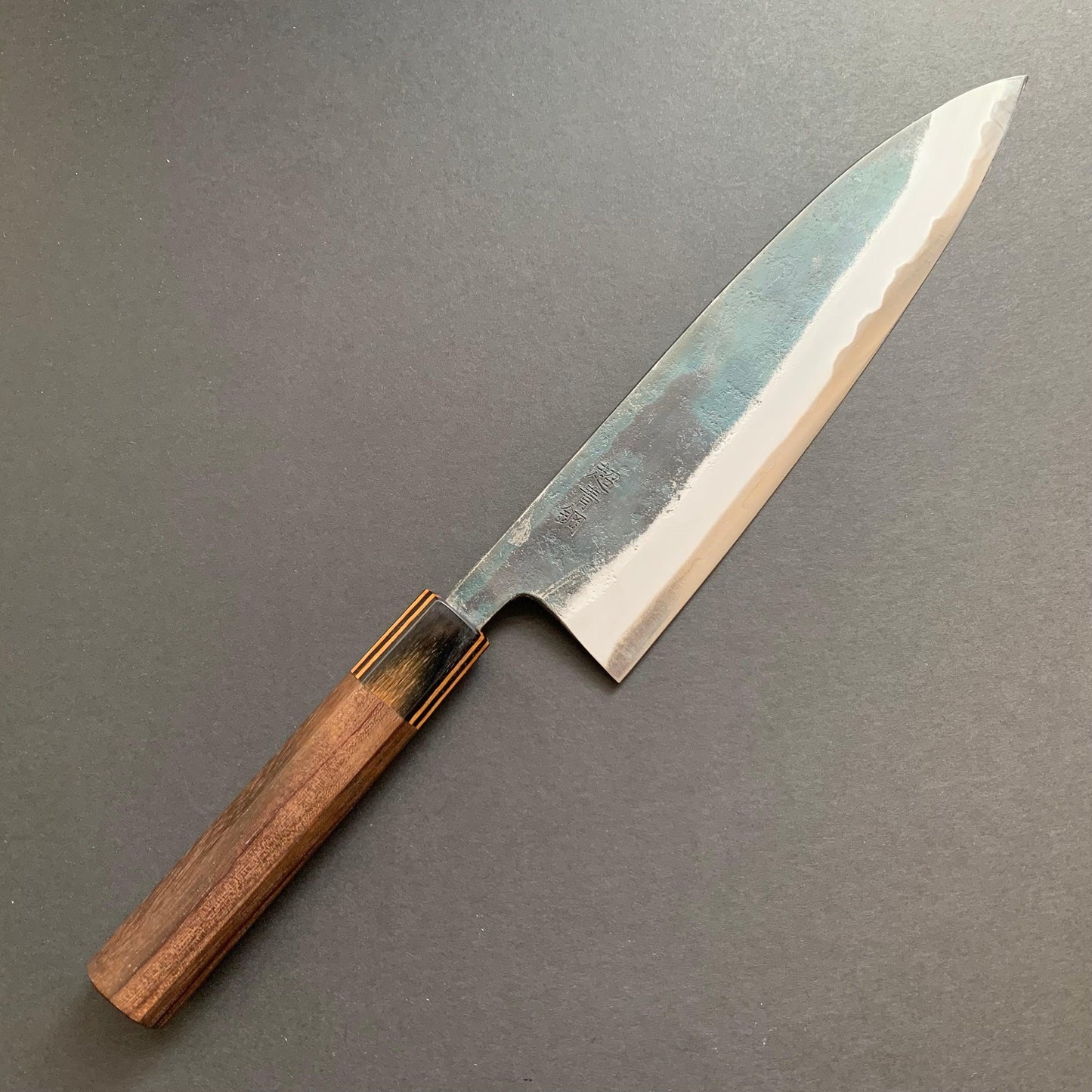 Gyuto knife, Aogami Super with iron cladding, Kurouchi finish - Motokyuuichi