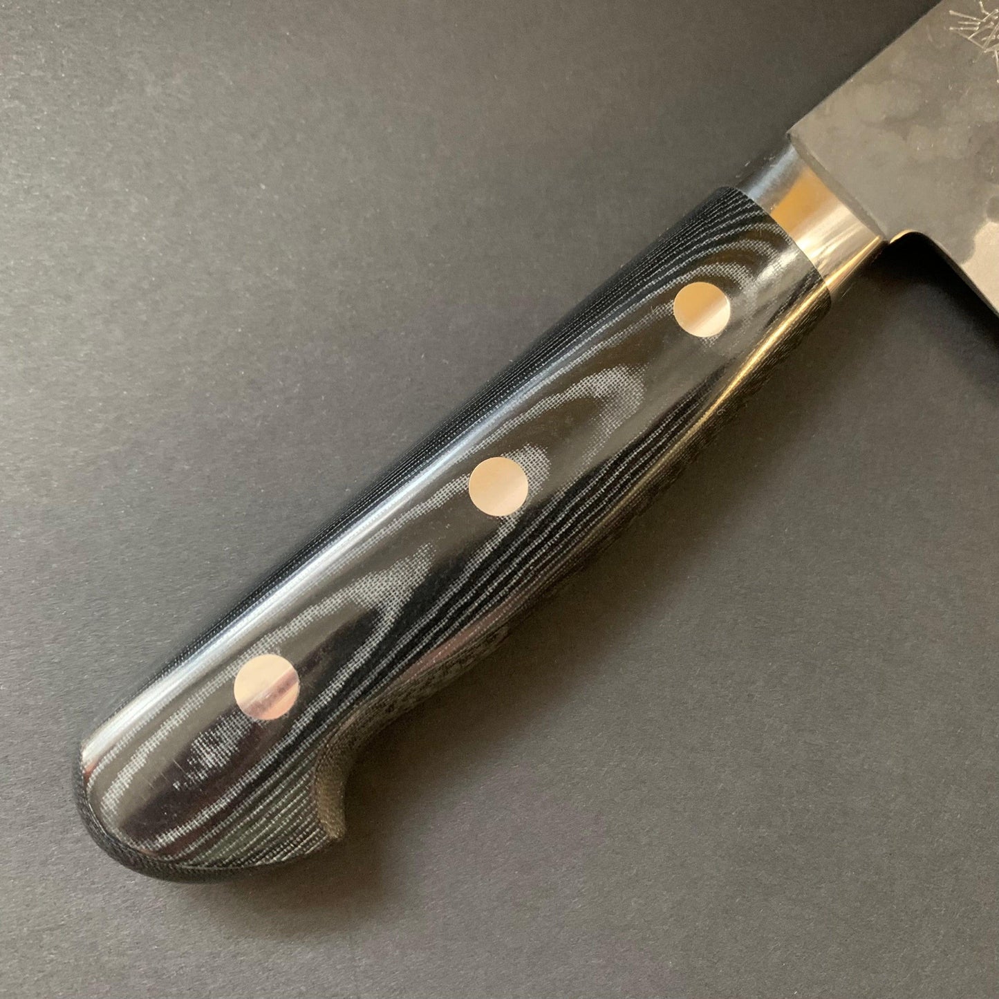 Santoku knife, aogami super, ss-clad, 165mm, tsuchime kurouchi finish - Kato