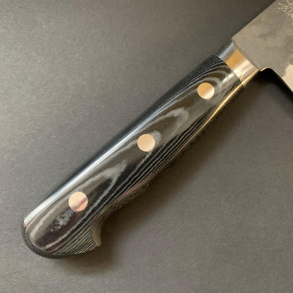 Santoku knife, aogami super, ss-clad, 165mm, tsuchime kurouchi finish - Kato