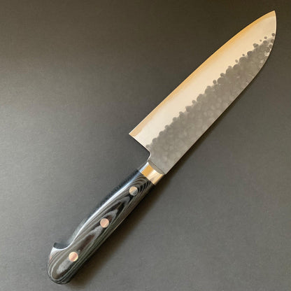 Santoku knife, aogami super, ss-clad, 165mm, tsuchime kurouchi finish - Kato