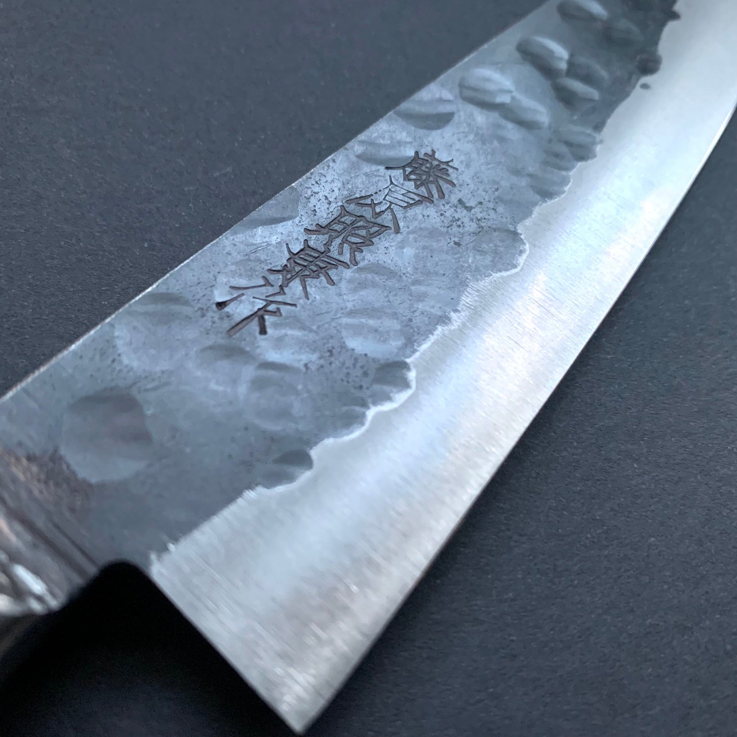Petty knife, Aogami super with stainless steel cladding, Tsuchime Kurouchi finish, Denka range, Western handle - Fujiwara