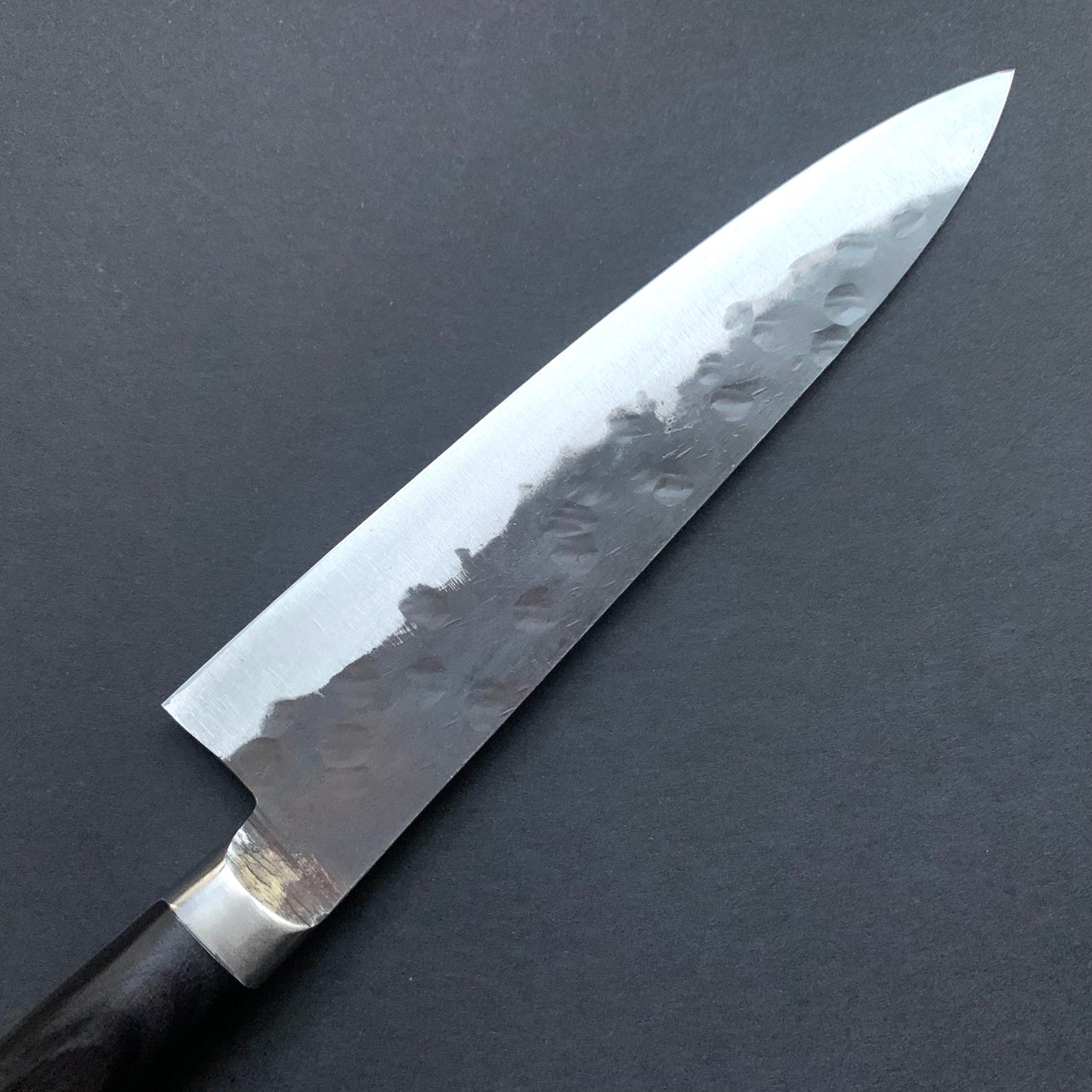 Petty knife, Aogami super with stainless steel cladding, Tsuchime Kurouchi finish, Denka range, Western handle - Fujiwara