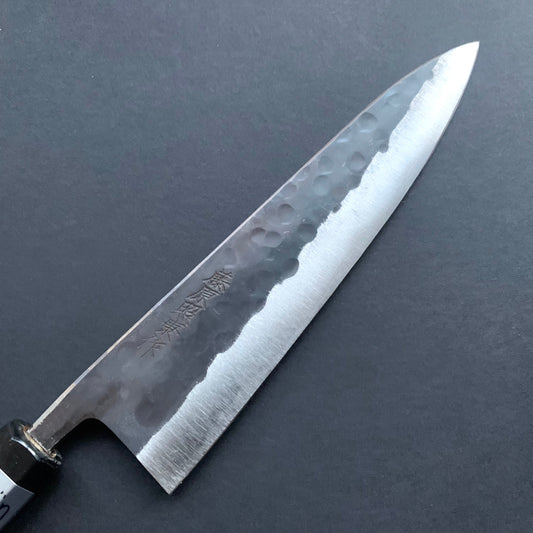 Petty knife, Aogami super with stainless steel cladding, Tsuchime Kurouchi finish, Denka range, Wa handle - Fujiwara