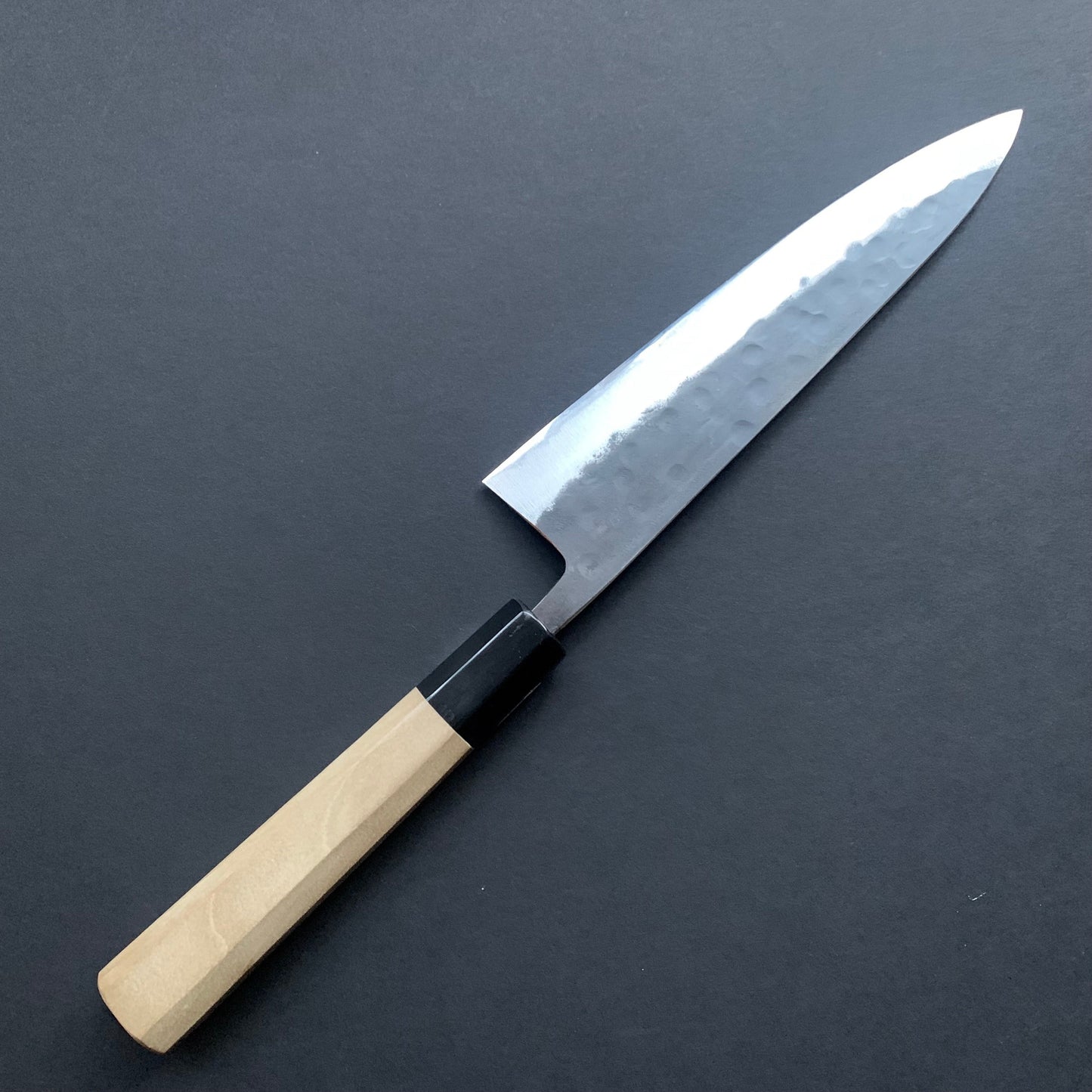 Petty knife, Aogami super with stainless steel cladding, Tsuchime Kurouchi finish, Denka range, Wa handle - Fujiwara