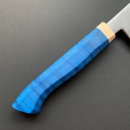 Sujihiki knife, Aogami 2 carbon steel with iron cladding, wave shaped Damascus finish, honwarikomi construction - Miyazaki