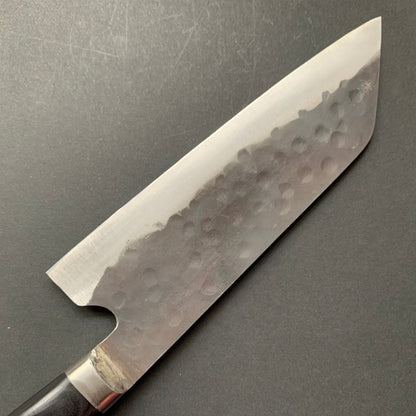 Santoku knife, Aogami super with stainless steel cladding, Tsuchime Kurouchi finish, Denka range, Western handle - Fujiwara