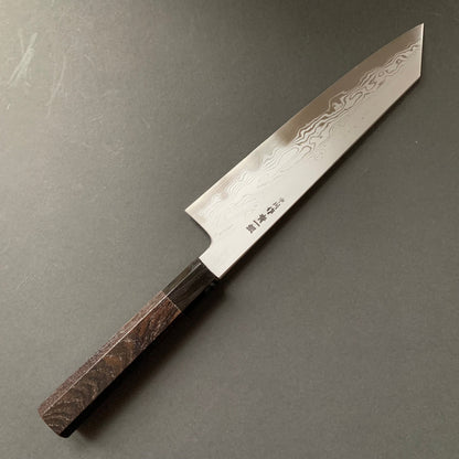 Kiritsuke Gyuto knife, Aogami 1 carbon steel, Damascus finish - Nakagawa Hamono x Naohito Myojin