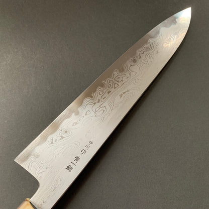 Gyuto knife, Aogami 1 with iron cladding, Damascus finish - Nakagawa Hamono x Naohito Myojin