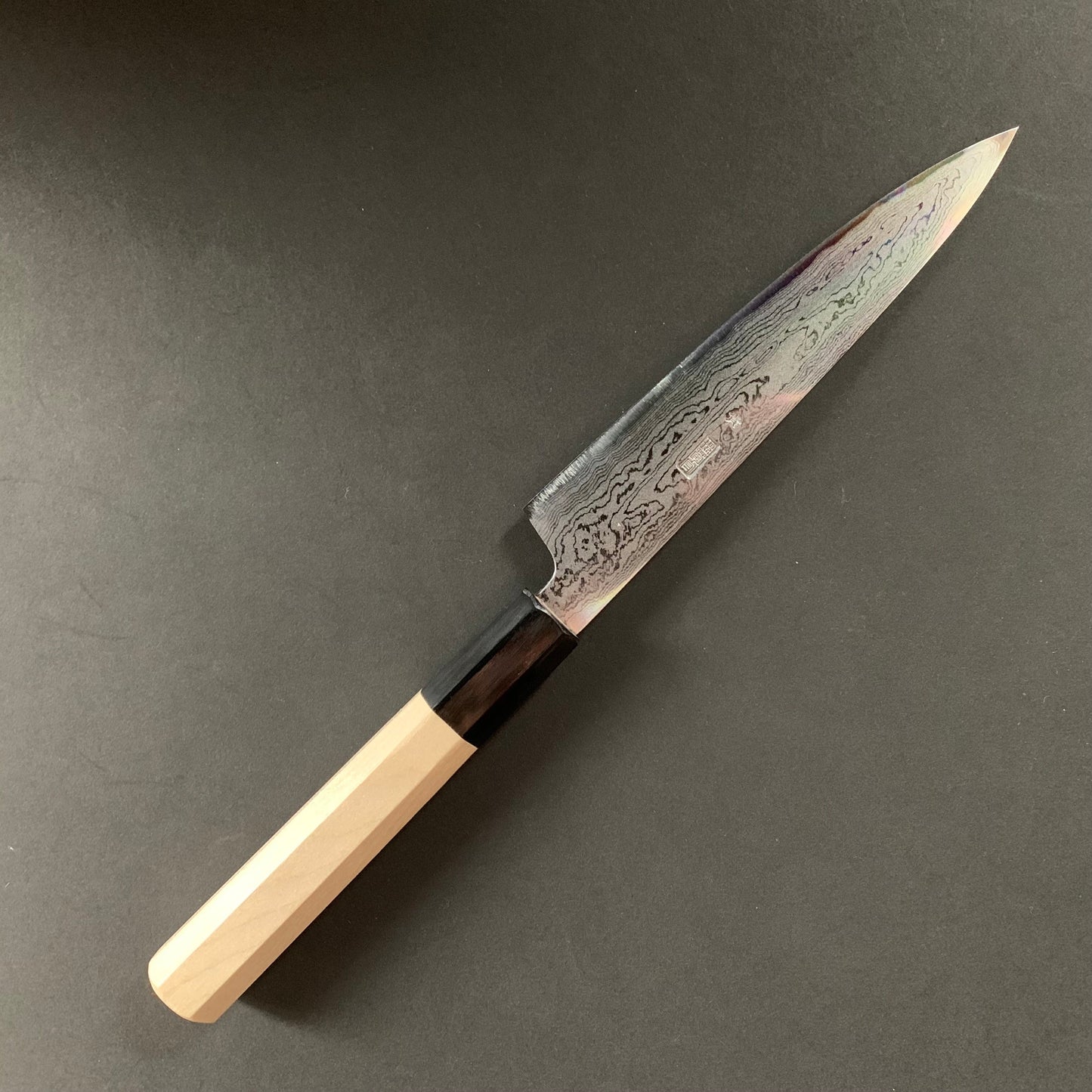 Petty Knife, Aogami 1 with iron cladding, Damascus finish, Kikuzuki Uzu range - Sakai Kikumori