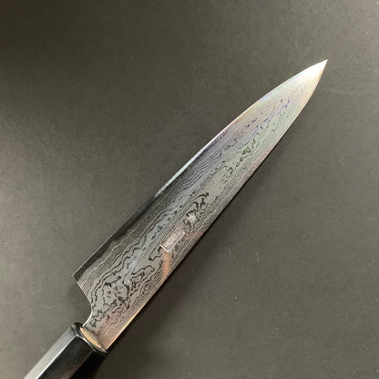 Petty Knife, Aogami 1 with iron cladding, Damascus finish, Kikuzuki Uzu range - Sakai Kikumori