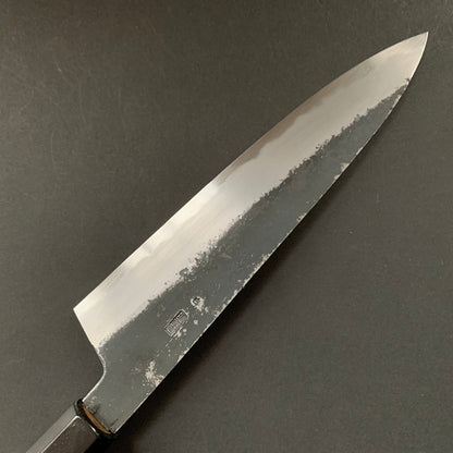 Gyuto Knife, Shirogami 2 with iron cladding, Kurouchi finish, Kikuzuki Kuro range - Sakai Kikumori