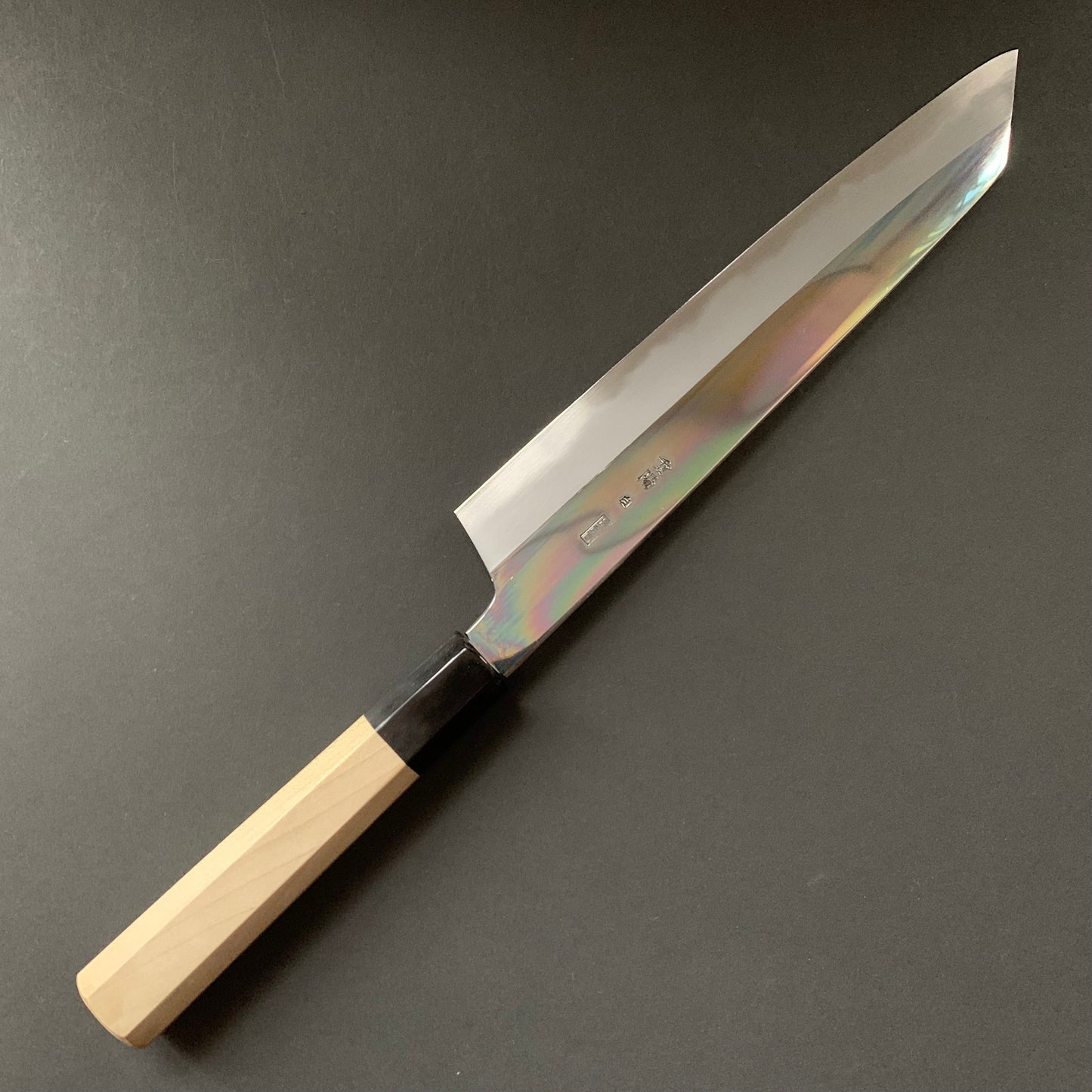 Kiritsuke Gyuto Knife, Shirogami 2 with iron cladding, mirror polished finish, Choyo range - Sakai Kikumori