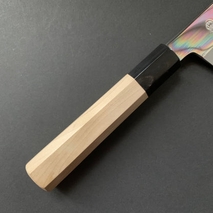 Gyuto Knife, Shirogami 2 with iron cladding, mirror polished finish, Choyo range - Sakai Kikumori
