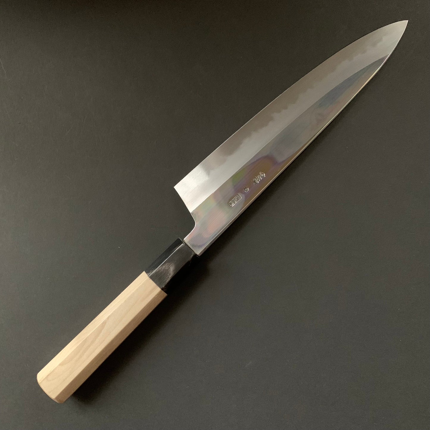 Gyuto Knife, Shirogami 2 with iron cladding, mirror polished finish, Choyo range - Sakai Kikumori