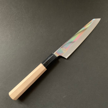 Kiritsuke Petty Knife, Shirogami 2 with iron cladding, mirror polished finish, Choyo range - Sakai Kikumori