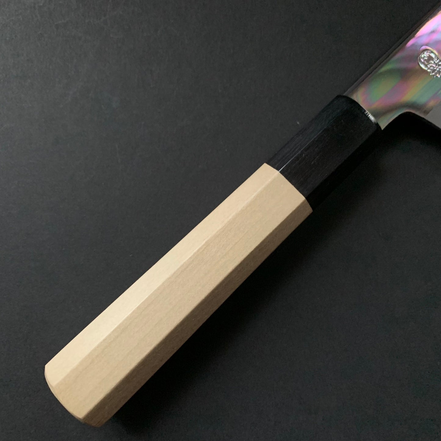Santoku Knife, Shirogami 2 with iron cladding, mirror polished finish, Choyo range - Sakai Kikumori