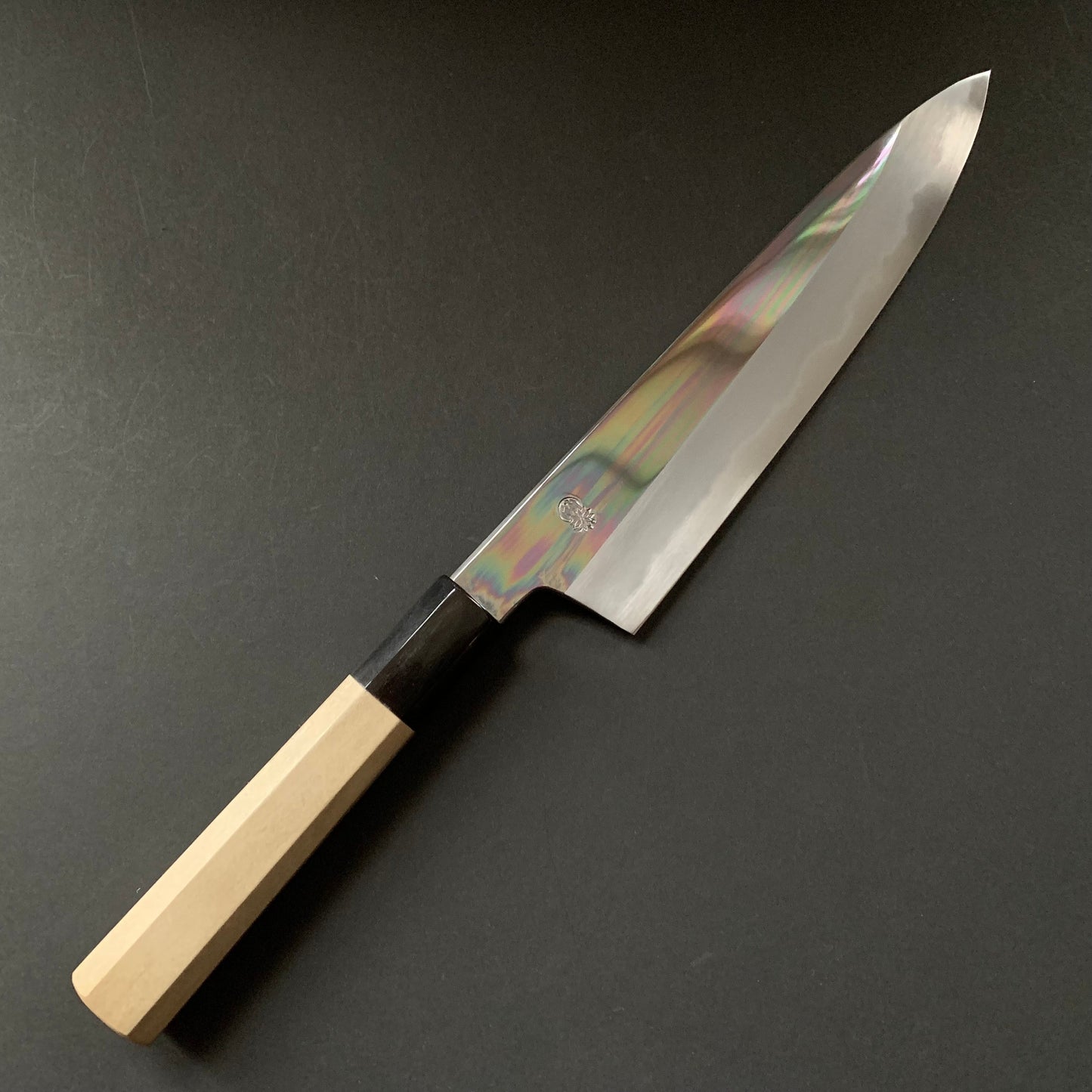 Gyuto Knife, Shirogami 2 with iron cladding, mirror polished finish, Choyo range - Sakai Kikumori