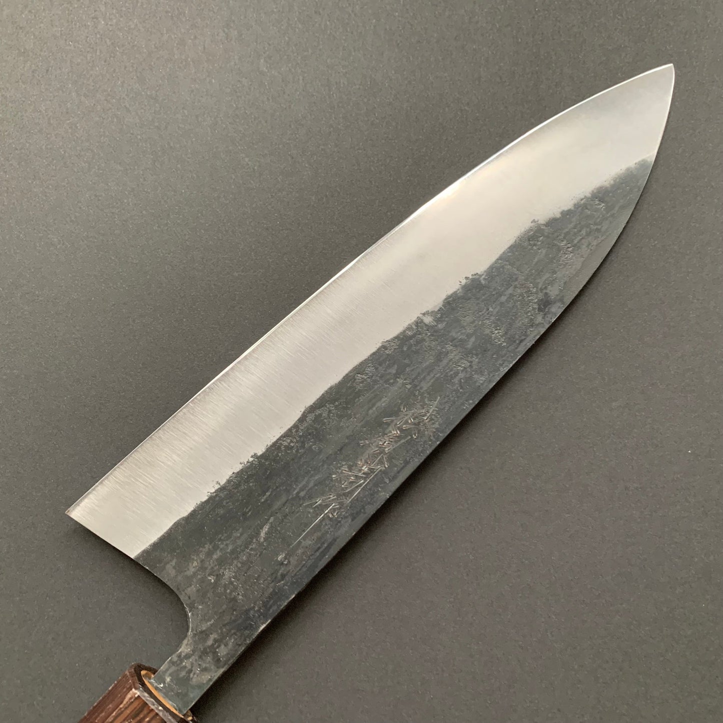 Gyuto knife, Shirogami 1 with Iron cladding, Kurouchi finish - Matsubara