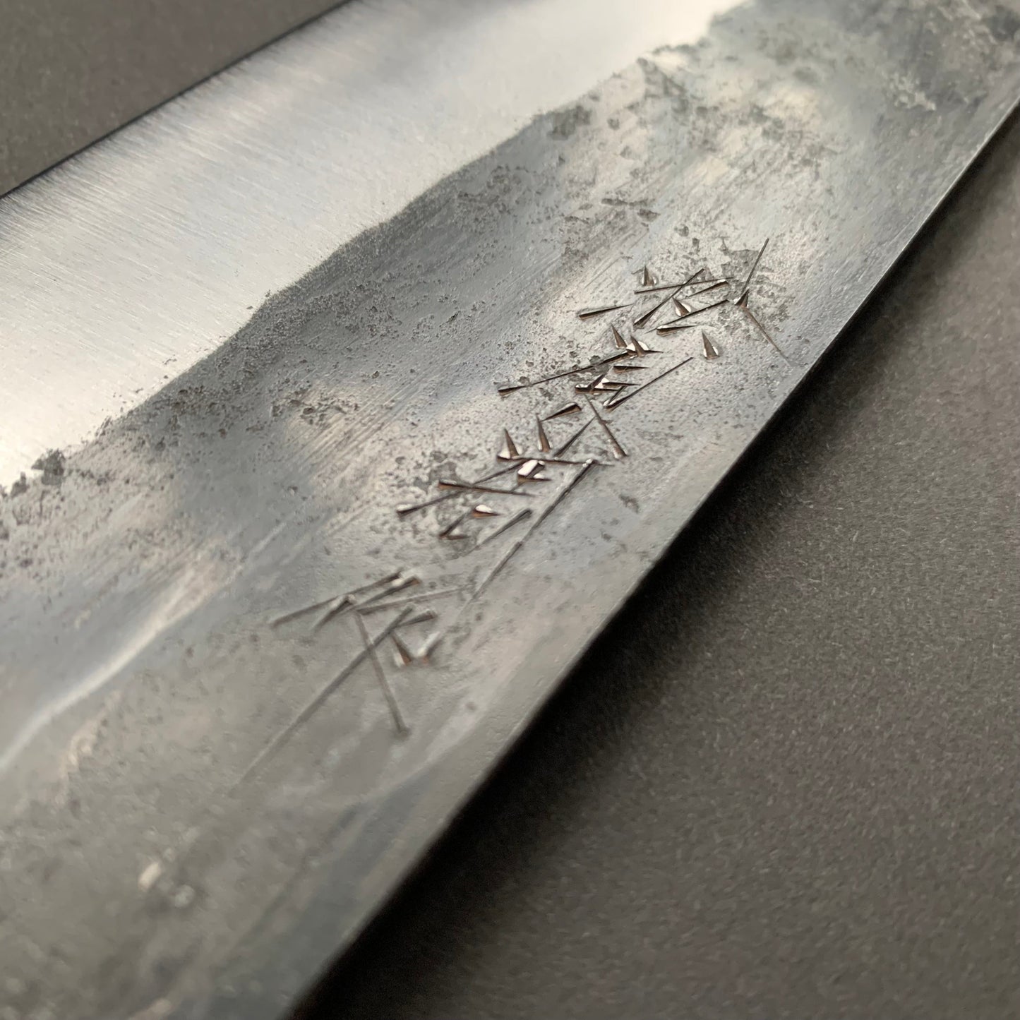 Gyuto knife, Shirogami 1 with Iron cladding, Kurouchi finish - Matsubara