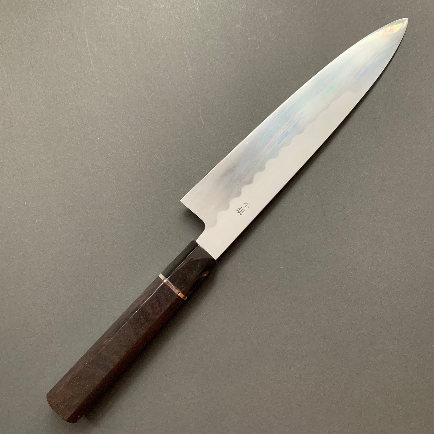 Honyaki Gyuto knife, Shirogami 3 Carbon steel, mirror polish finish - Ikeda