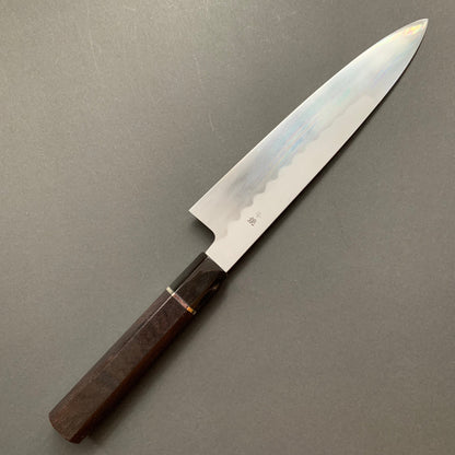 Honyaki Gyuto knife, Shirogami 3 Carbon steel, mirror polish finish - Ikeda
