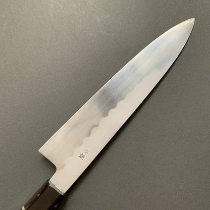 Honyaki Gyuto knife, Shirogami 3 Carbon steel, mirror polish finish - Ikeda