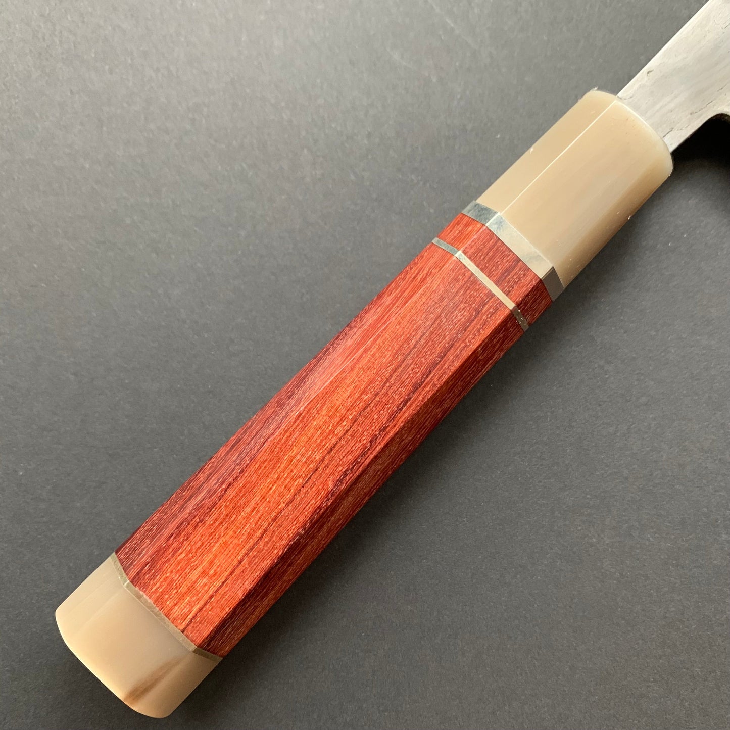 Santoku knife, Aogami 2 Carbon steel with Watetsu cladding, Kasumi finish, honwarikomi construction - Miyazaki