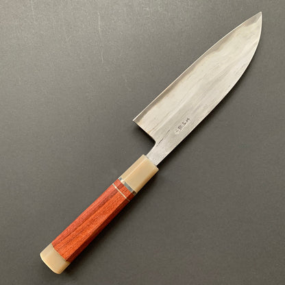 Santoku knife, Aogami 2 Carbon steel with Watetsu cladding, Kasumi finish, honwarikomi construction - Miyazaki