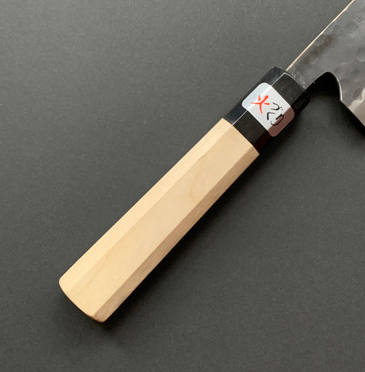 Gyuto knife, Aogami super with stainless steel cladding, Tsuchime Kurouchi finish, Denka range, Japanese handle - Fujiwara