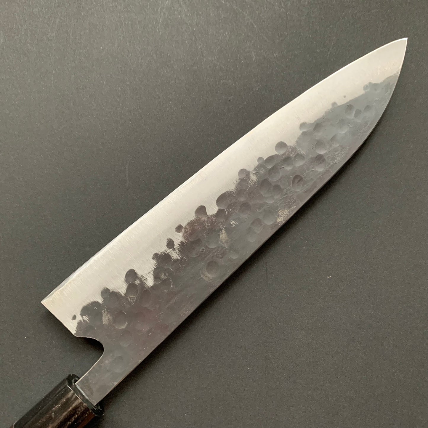 Gyuto knife, Aogami super with stainless steel cladding, Tsuchime Kurouchi finish, Denka range, Japanese handle - Fujiwara