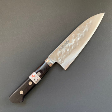 Gyuto knife, Shirogami 1 with stainless steel cladding, nashiji finish, Maboroshi range, western handle - Fujiwara