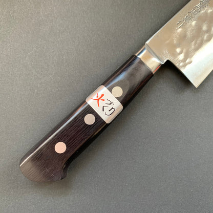 Gyuto knife, Shirogami 1 with stainless steel cladding, nashiji finish, Maboroshi range, western handle - Fujiwara