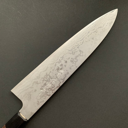 Gyuto knife, Shirogami 2 Iron Clad, Suminigashi finish- Kamo