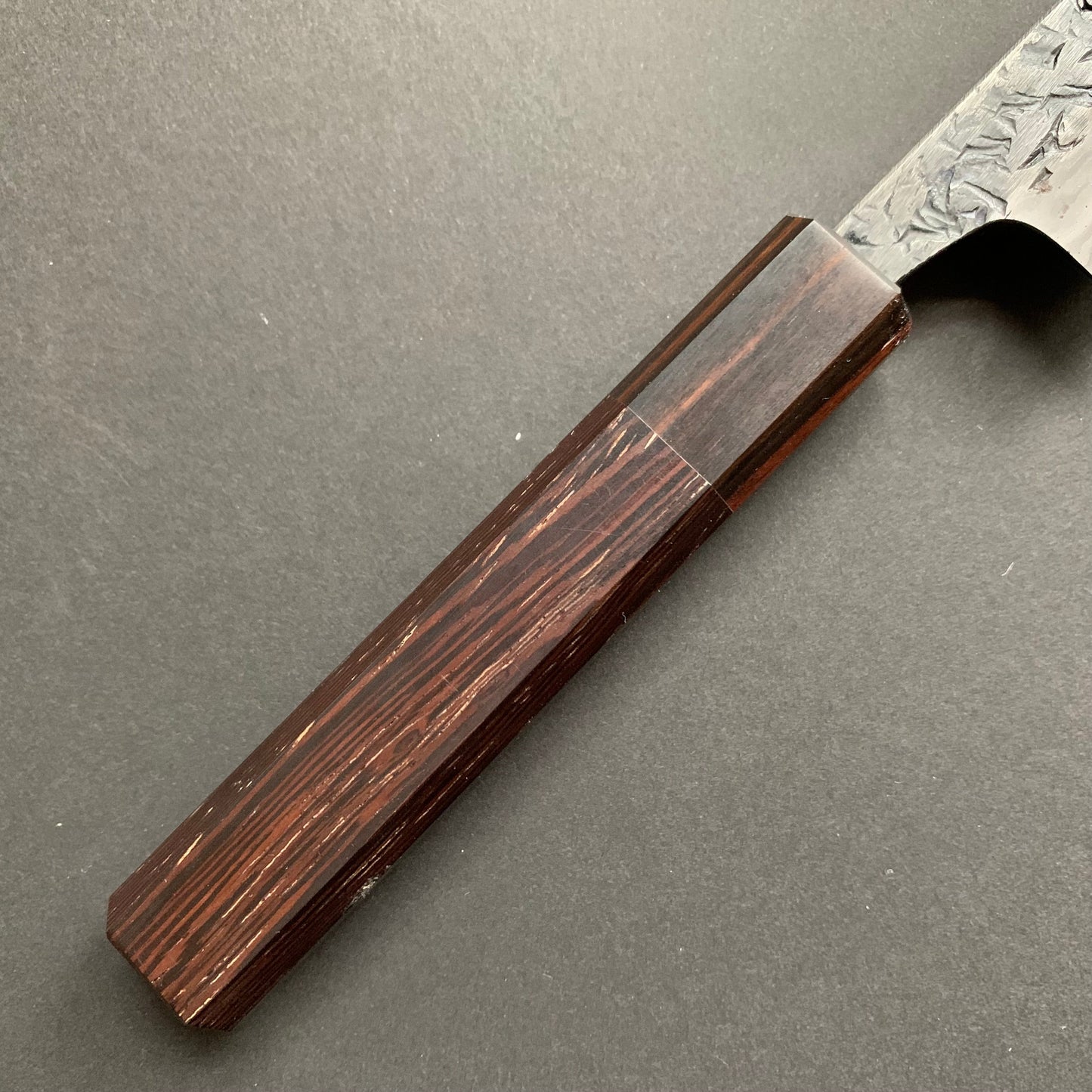 Petty knife, Aogami 2 with soft iron cladding, ENN Damascus and Kurouchi finish - Manaka Kisuke