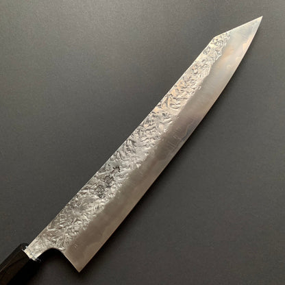 Gyuto knife, ATS34 steel with stainless steel cladding, Tsuchime Migaki finish - Manaka Kisuke