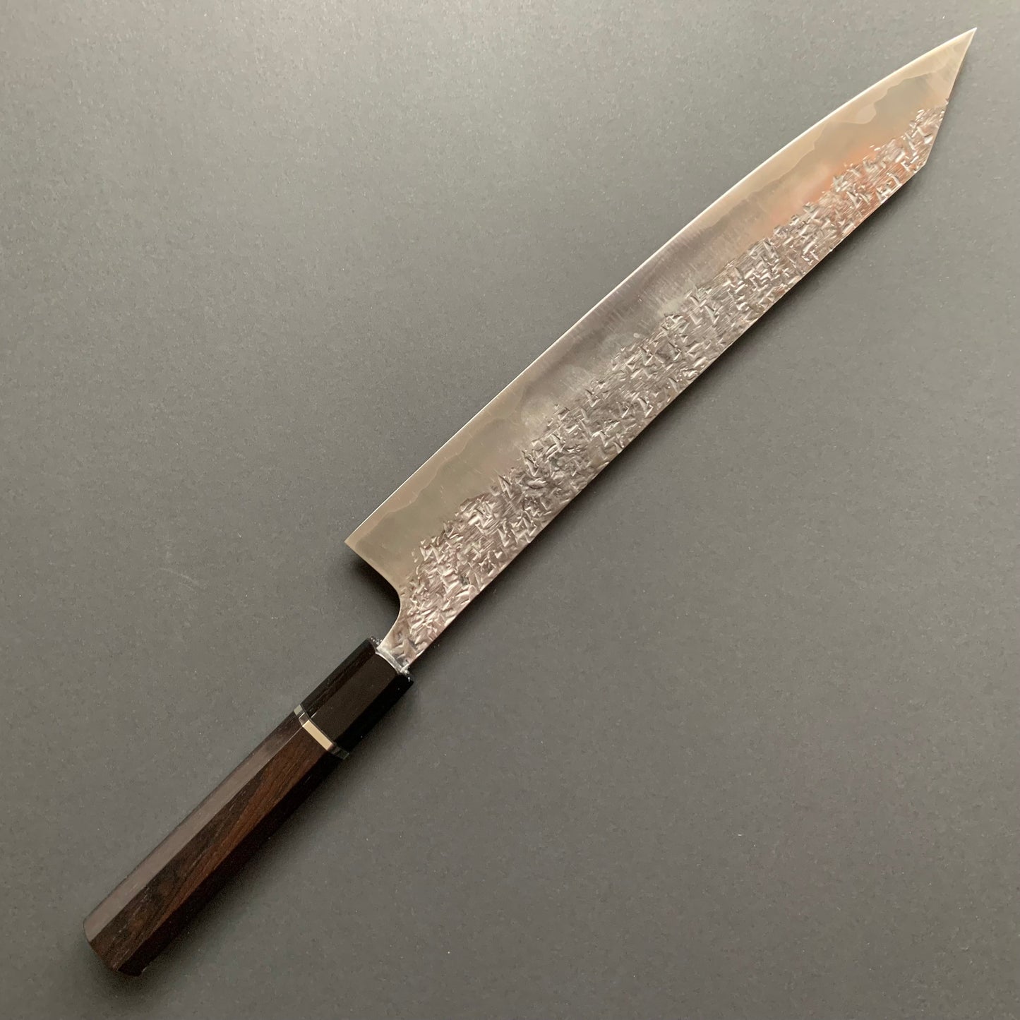 Gyuto knife, ATS34 steel with stainless steel cladding, Tsuchime Migaki finish - Manaka Kisuke