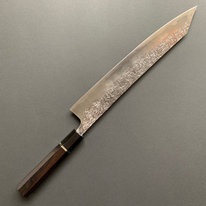 Gyuto knife, ATS34 steel with stainless steel cladding, Tsuchime Migaki finish - Manaka Kisuke
