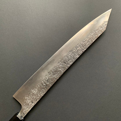 Gyuto knife, ATS34 steel with stainless steel cladding, Tsuchime Migaki finish - Manaka Kisuke