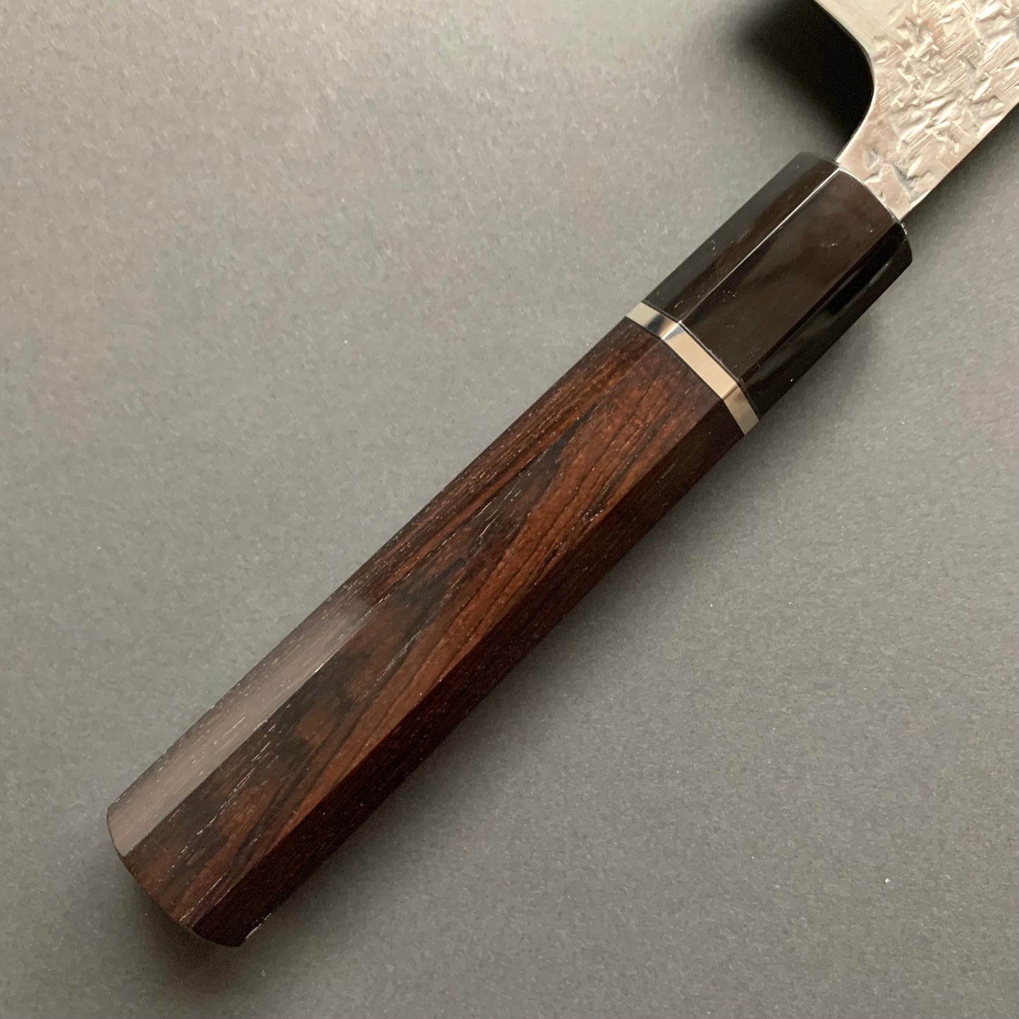 Gyuto knife, ATS34 steel with stainless steel cladding, Tsuchime Migaki finish - Manaka Kisuke
